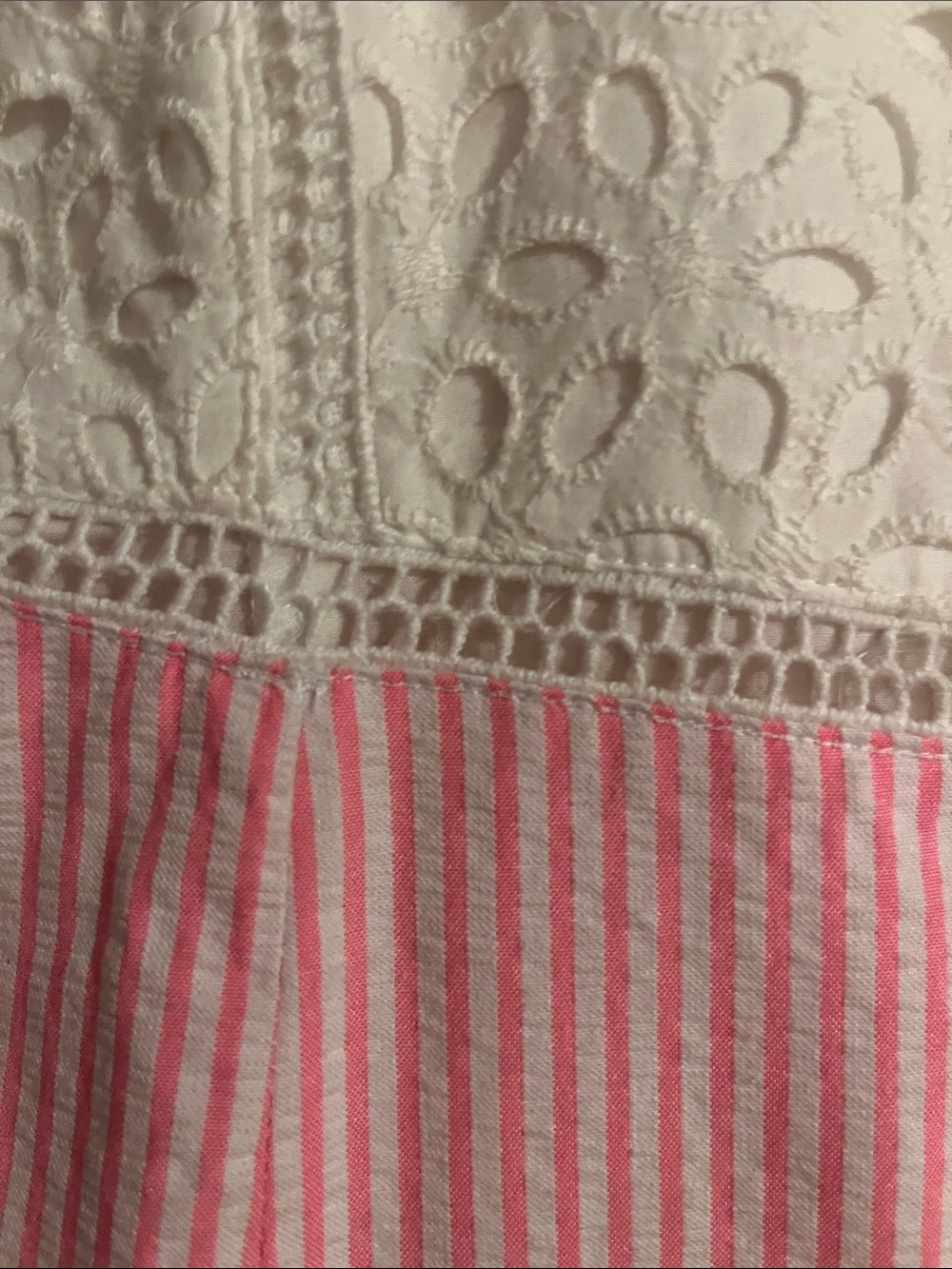 Lilly Pulitzer White Eyelet Bodice Pink Seersucker Skirt women’s Dress. - Picture 3 of 10
